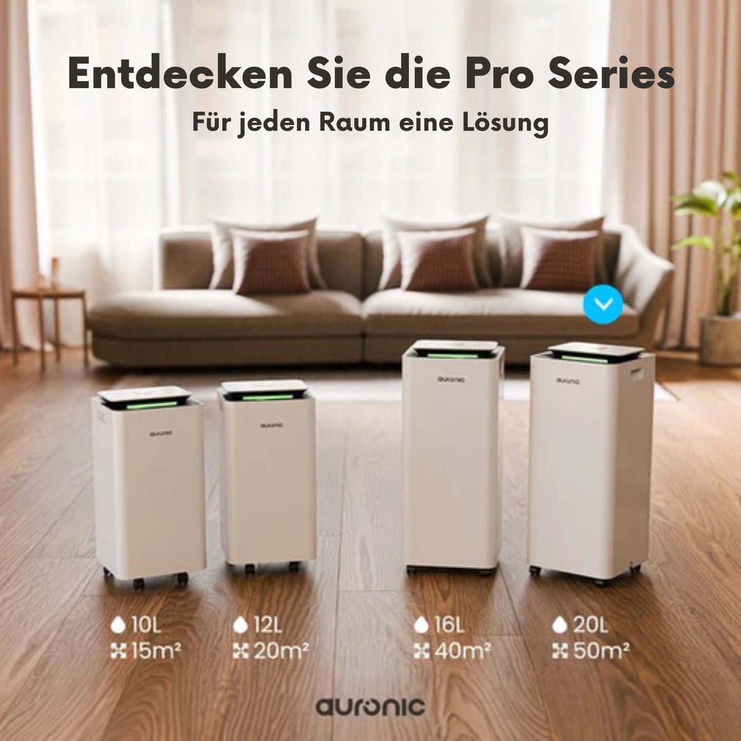 Auronic Luftentfeuchter und Luftreiniger - Pro Series - 20L pro Tag - Waschtrockenfunktion - Schlafzimmer, Badezimmer und Wohnzimmer - Weiß