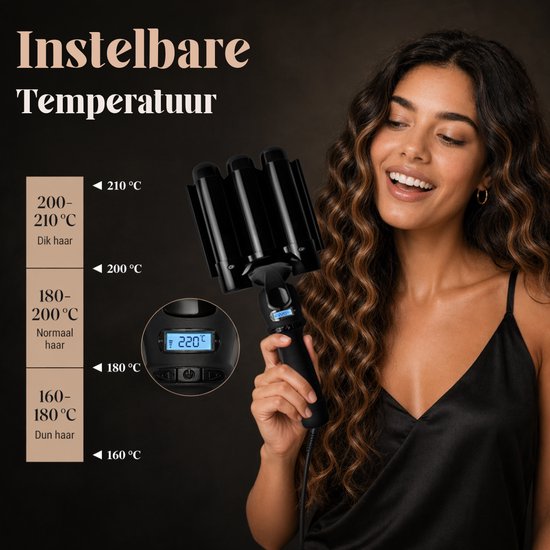 Vaive Waffeleisen 32 mm - Beach Waves - Wellen-Lockenstab - Lockenstab - Waver - Keramikbeschichtung