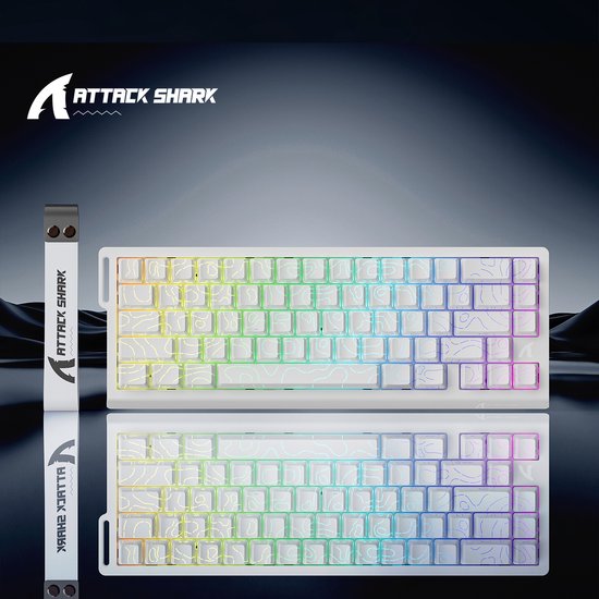 ATTACK SHARK X68HE - Magnetschalter kabelgebundene Gaming-Tastatur - 66 Tasten - RGB - PBT-Tasten mit Seidendruck - Zierstreifen - 8Khz - 0.01mmRT - 0.125ms - weiße Konturlinie