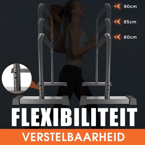 DH FitLife Dip Bars | Dip Bar & Adjustable Dip Station 80-90 cm | Parallettes für Calisthenics und Krafttraining | Stabil und sicher | Indoor und Outdoor Fitness Equipment
