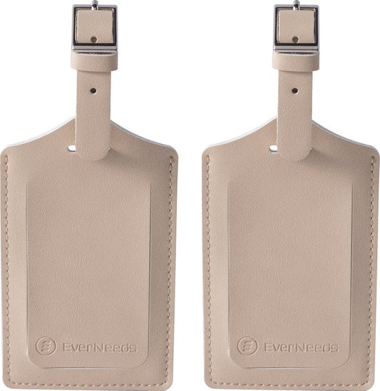 EverNeeds Gepäckanhänger - Gepäckanhänger für Koffer - Gepäckanhänger - PU Leder - Creme - 2 Stück