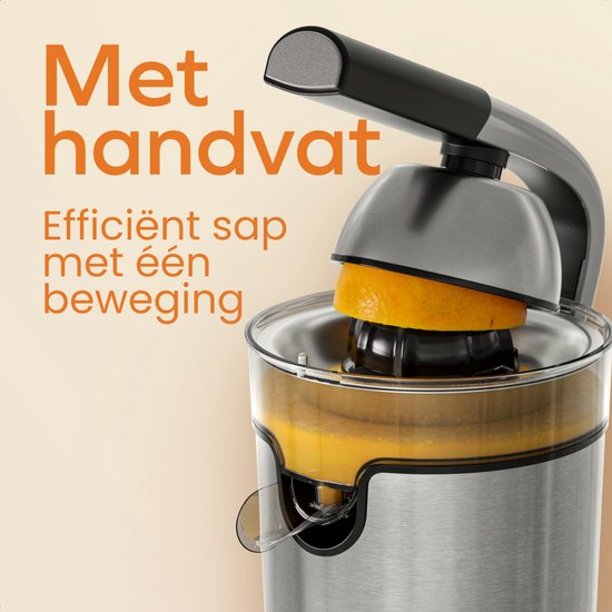 KitchenBrothers Zitruspresse - Kompakt - Mit Ausgießer und Presshebel - 0.35L - Edelstahl