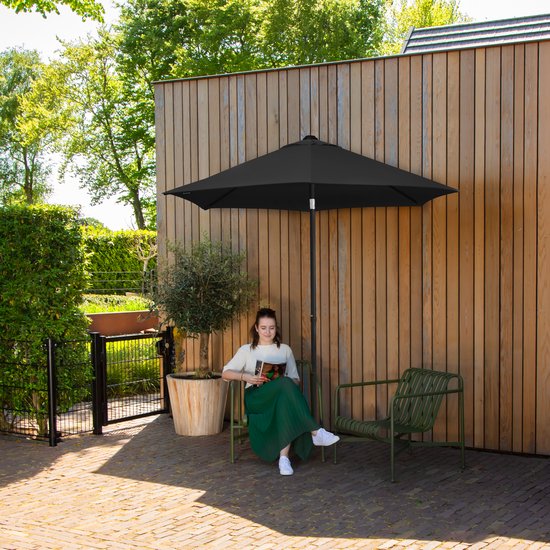 VONROC Premium Sonnenschirm Torbole - Ø200cm - Strapazierfähiger Stockschirm - UV-beständiges Gewebe - Anthrazit/Schwarz - inkl. Schutzhülle