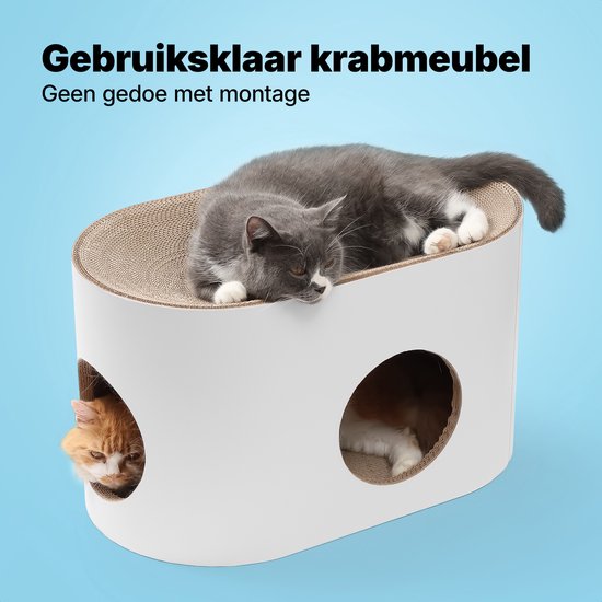 Jake und Jacky Kratzpappe für Katzen - Katzenhaus Pappe - Kratzbaum Pappe - Kratzkorb - Kratzbrett - Kratzmöbel - Kratzmatte Pappe - Katzenkorb - Katzenbett - 60x34x34cm