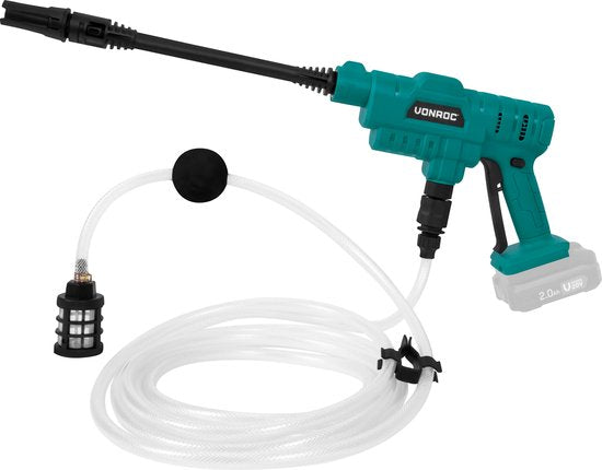 VONROC Accu Druckreiniger 20V - 24bar - 198 l/h - Inkl. 5m Saugschlauch, Reinigungsmittelflasche und verstellbarer Düse - Ohne Akku & Ladegerät