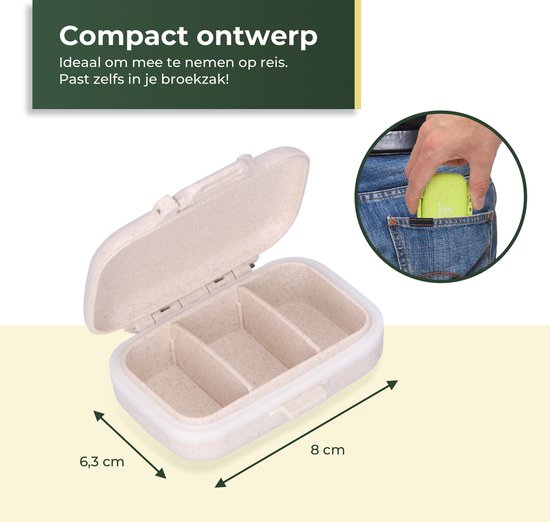 Gandria Pillendose 4er Set - Medikamentenbox mit 3 herausnehmbaren Fächern - Aufbewahrungsbox aus Bio-Grain-Faser - Medikamentenbox wasserdicht - Aufbewahrungsbox für Pillen und Medikamente - Medikamentenbox 12 Fächer