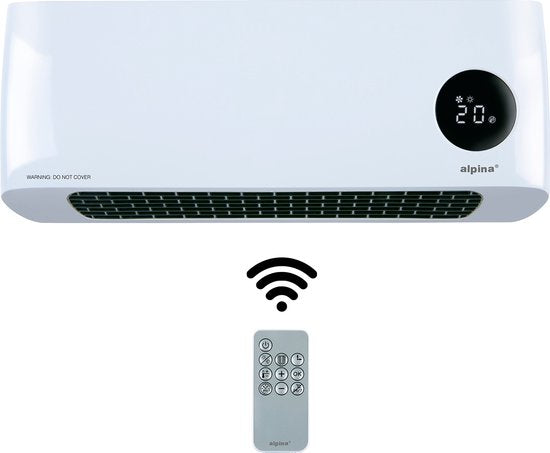 Alpina Keramikheizer mit Wandhalterung - 2000W - einstellbare Heizstufen und Timer - Heizlüfter - für Innenräume - weiß