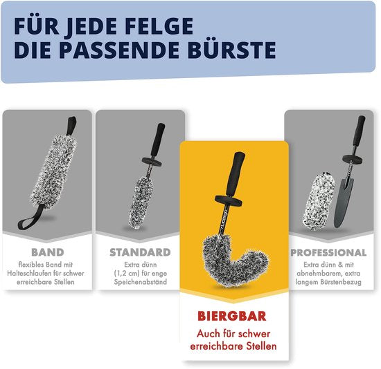 LICARGO® flexible Mikrofaser-Radbürste - Flexibler Bürstenkopf für schwer zugängliche Stellen - Mikrofaser-Radbürste für Alufelgen - Autoradbürste - Flexible Felgenreinigungsbürste