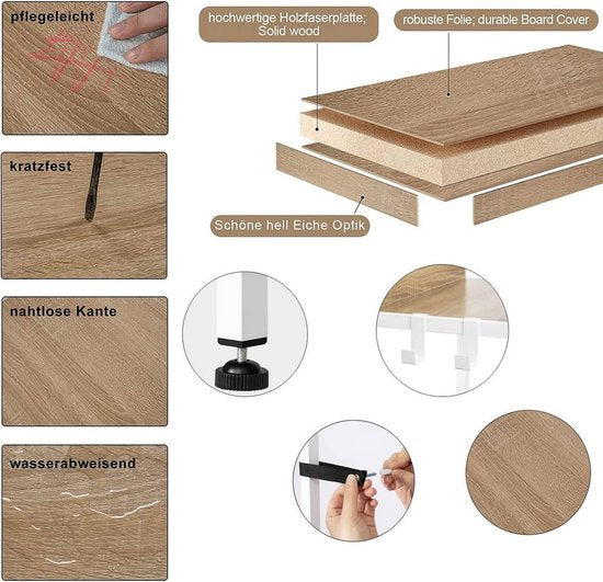 Woltu Leiterregal – 40 x 170 x 36 cm – 5 Etagen – mit Haken – Weiß
