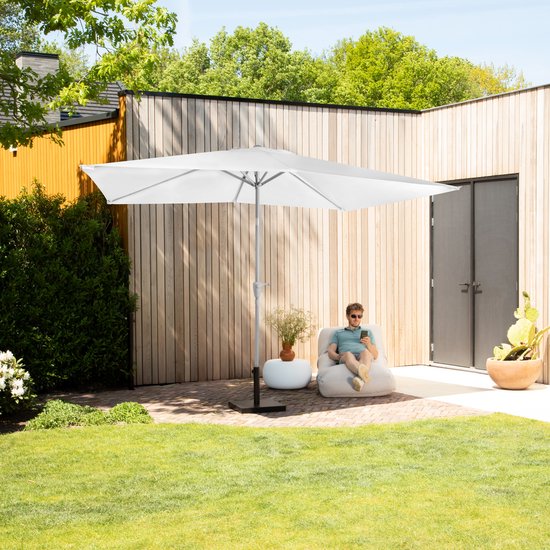 VONROC Premium Sonnenschirm Rapallo – Neigbar - UV-beständiges Tuch – 200 × 300 cm – Weiß