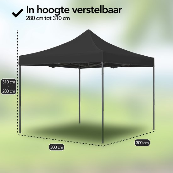 Brixy Partyzelt - faltbar - leicht aufbaubar - 3x3m - wasserdicht - Pavillon - inkl. Tragetasche - Schwarz