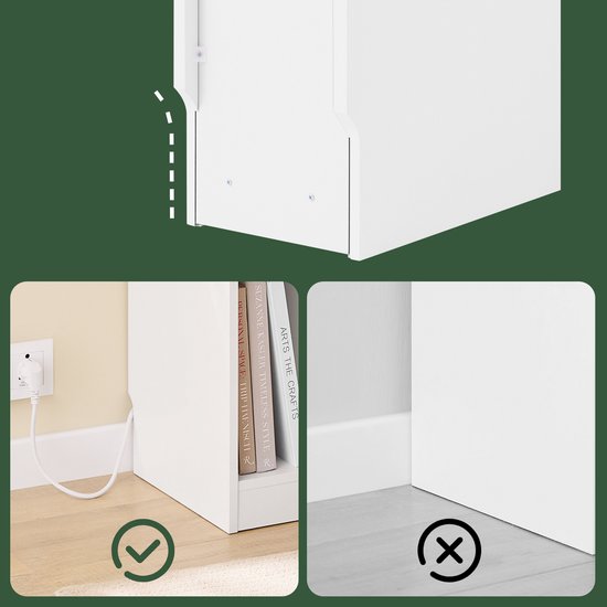 SoBuy Schlanker Nachttisch mit Ladestation, Schmaler Beistelltisch mit Standardsteckdose, USB-Anschluss und Type-C-Anschluss für Schlafzimmer und Wohnzimmer, B20 x T35 x H60 cm, Weiß, FBT111-E-WN