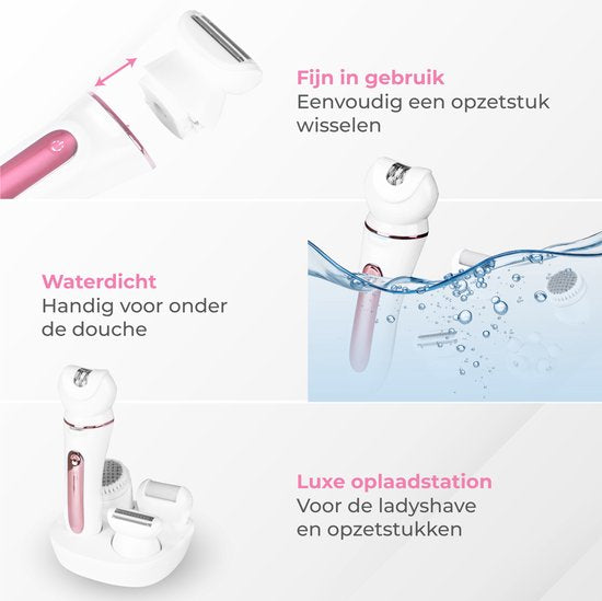 Nuvance - Epilierer Damen - Epilierer Gesicht - 5 Aufsätze - Epilierer - Gesicht Reiniger - Gesicht Epilierer weiblich - Epilierer - Usb wiederaufladbar