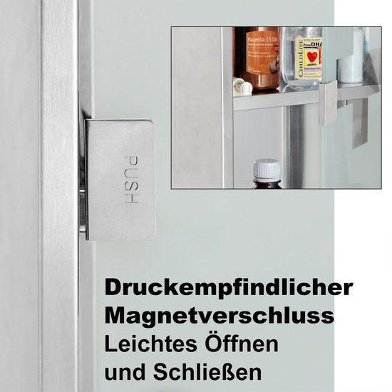 Monzana - Medizinschrank mit Schloss - Silber - Edelstahl - 48,5cm x 25cm x 12cm