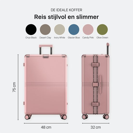 ONYX Hybrid Pro Check-in Koffer Large 100 Liter - Recyceltes Polycarbonat und reißverschlussloses Design - Reisekoffer mit TSA-Schloss und Spinnerrollen - Candy Pink