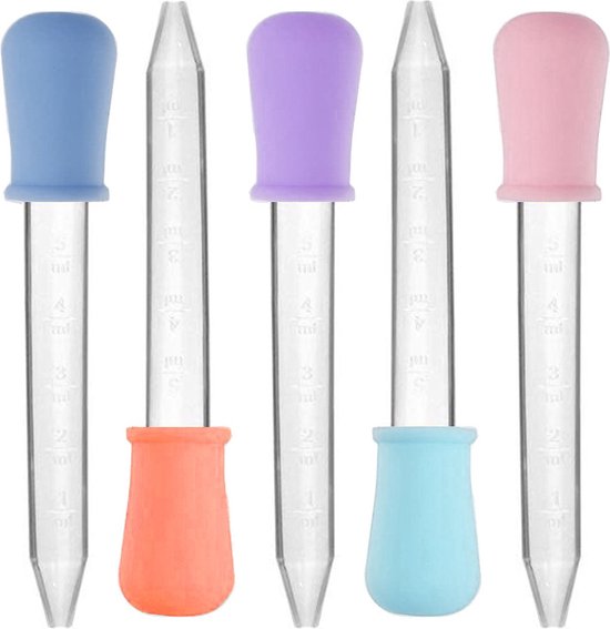 Saaf Pipettenset - Pipettenflasche 5 ml - Tropfenzähler - Pipetten für Flüssigkeiten - 5 Stück und Farben