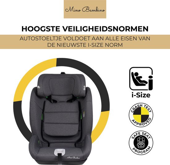 Mino Bambino i-Size Autositz - Autositz - Gruppe 1/2/3 (76-150 cm) - Grau