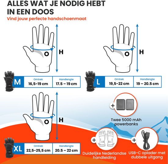 TTD® Beheizte Handschuhe Deluxe L - PU-Leder - Handschuhe mit Heizung