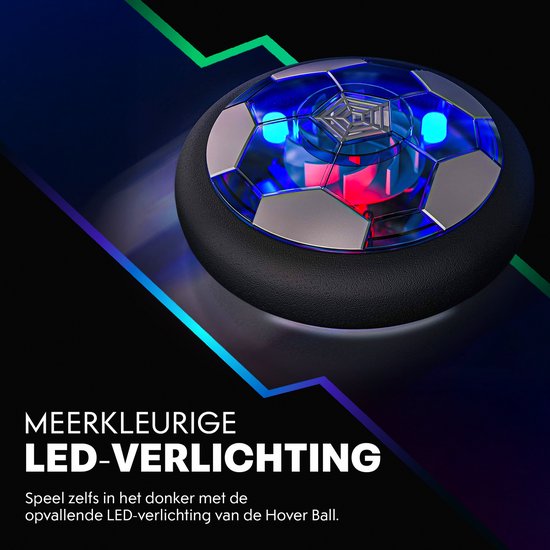 Tech Essentials Hover Ball - 18cm - Led-Beleuchtung - Wiederaufladbar - Hover - Soft Indoor Fußball - Indoor Air Toy Ball - Kinder
