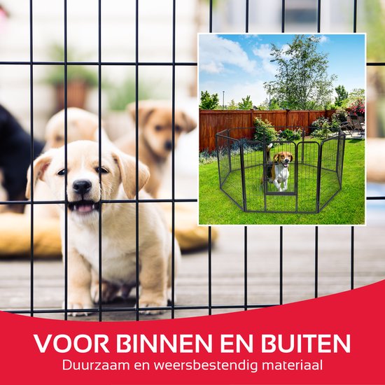 maxxpro Welpenauslauf faltbar - Hundeauslauf, Kaninchenauslauf und Katzenauslauf - Auslauf mit 8 Paneelen - Hundezwinger 210x80cm - Montagezwinger ohne Werkzeug - Schwarz