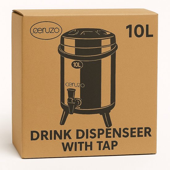 Ceruzo Thermos-Getränkespender - 10 Liter - Edelstahl - Isolierter Spender mit Zapfhahn