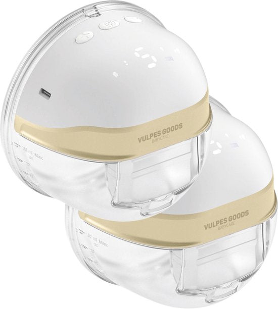 Vulpes Goods BabyCare PRO Milchpumpe Set - Kabellos Freihändig - 2 Stück - 1500 mAh - BPA-frei