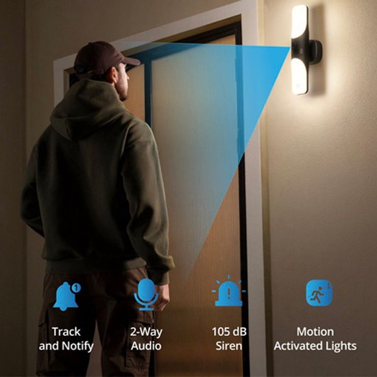 eufy Security S100 Wandleuchte mit Kamera - Wandleuchte Cam - 2K-Auflösung - 1.200 Lumen Beleuchtung - Farb-Nachtsicht - AI Smart Detection - IP65 wasserdicht - Keine monatliche Gebühr - Verkabelt