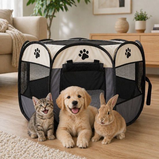 Ceruzo Welpenauslauf faltbar - für kleine Hunde - Katzen - Kaninchen - 73 cm