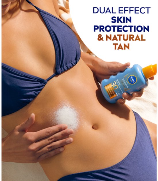 NIVEA SUN Protect & Bronze Sonnenschutzspray - SPF 30 - Sonnenspray - Wasserfest - Bräunungsfördernd - 200 ml