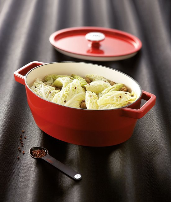 Pyrex Slowcook Kasserolle Oval - Gusseisen - 5,8 Liter - Rot
