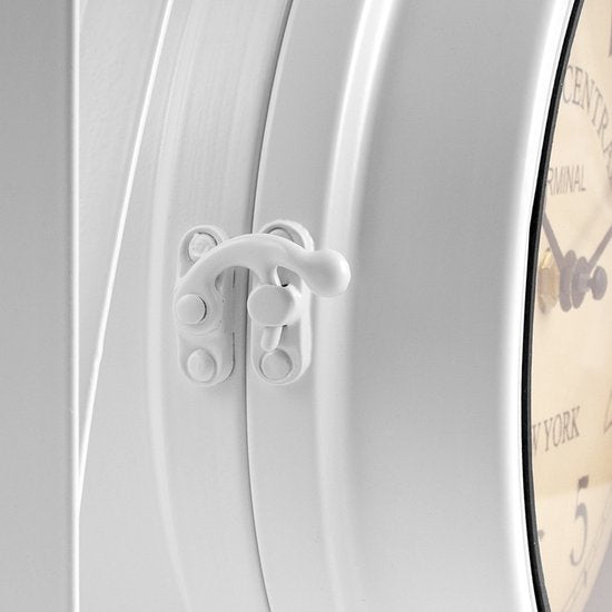DUB Retrostyle Bahnhofsuhr/Uhr - 29 x 9,5 x 32,5 cm -Weiß