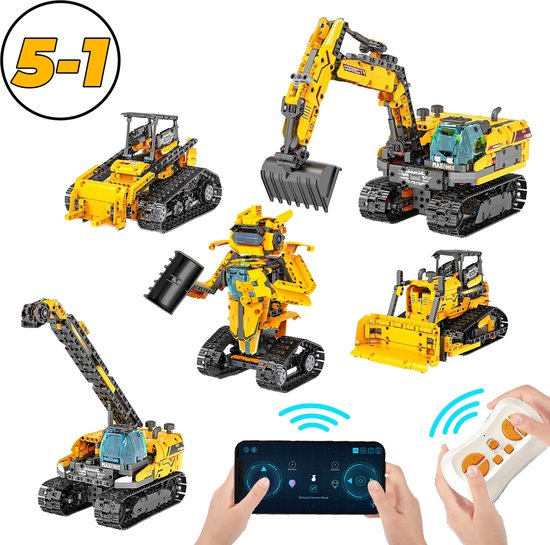 Qualitá® Roboterbaukasten 5 in 1 - Lernspielzeug - Roboterspielzeug - Roboterbaukasten - MINT-Spielzeug - Programmieren für Kinder - Interaktives Spielzeug - 736 Teile - 7-9 Jahre