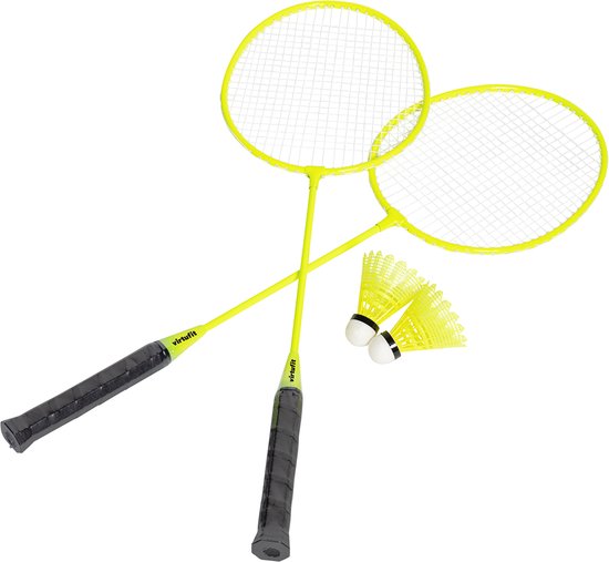 VirtuFit 2-in-1 tragbares Badminton- und Tennis-Set – Gelb - Inklusive Koffer und Schläger - Verstellbares Netz - Auch für Volleyball und Fußball geeignet - Komplettset - Badmintonschläger - Badminton-Set - Badminton-Federbälle