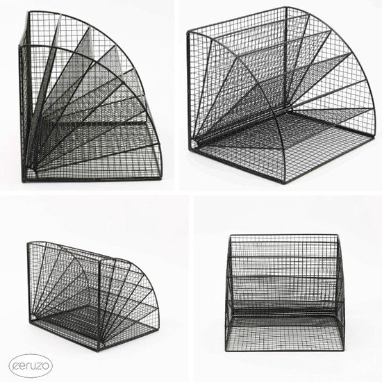 Ceruzo Briefkasten - Schreibtisch-Organizer 6 Fächer - Metall - Industrieller Stil - 35x28x28 cm