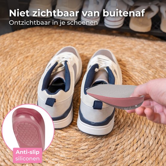 Nuvance Einlegesohlen - 2.5cm Fersenverstärker - Fersenpolster - 2 Stück - Größe 36-40 - Männer & Frauen - Ferseneinlagen - Pink