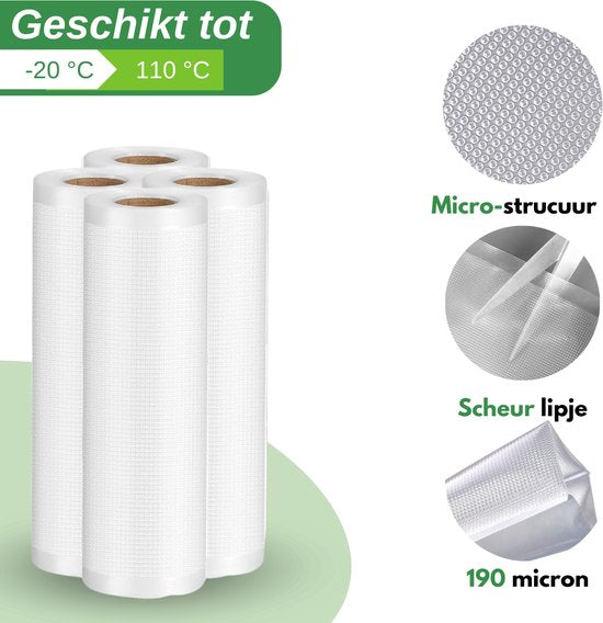 Vaive Vakuumierer 4 Stück - 30 x 600 - Vakuumbeutel Lebensmittel - Vakuum- / Sous Vide Beutel - BPA frei