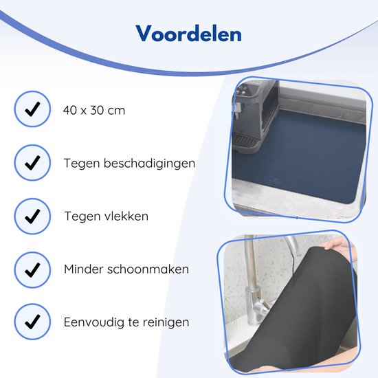 Hilvard - Tropfmatte - Tamper Matte - Kaffeematte - 40 x 30cm - Absorbierende Tropfmatte - Marineblau