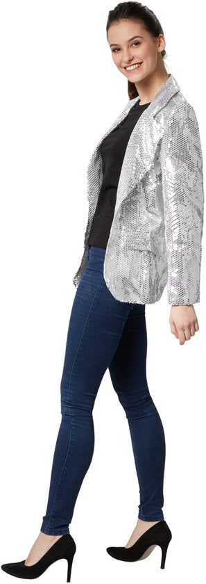 Dressforfun Faschingskostüm Paillettenmantel Silber – Damen – Größe XL