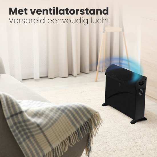 Auronic Elektrokonvektor - 750/1250/2000 Watt - mit Gebläse - Heizung - Heizlüfter - Schwarz