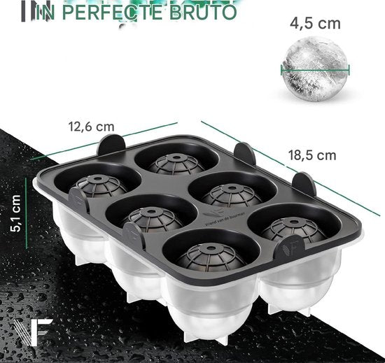 Neighbour's Friend Eiskugelform - 2er Pack - Rund - Platinsilikon - Für Cocktails, Whisky & Longdrinks - 12x Eiswürfel - Spülmaschinengeeignet - XXL Eiswürfel