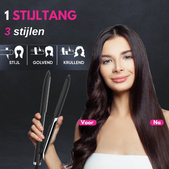 VAIVE Glätteisen - 2 in 1 - Glätten und Locken - Keramik - 60ºC - 230ºC - Lockenstab