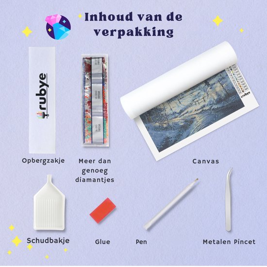 Rubye® Diamantmalerei - Diamantmalerei Erwachsene - Diamantmalerei Kinder - Diamantmalerei Komplettpaket - Winterhaus -30x30cm