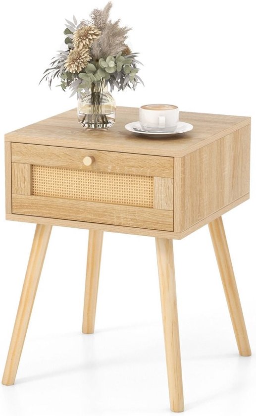 Coast Nachttisch - Rattan - Eiche - 40 x 40 x 55 cm