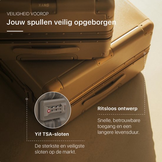 ONYX Hybrid Pro Handgepäck Koffer mit Fronttasche 38 Liter - Recyceltes Polycarbonat und reißverschlussloses Design - Reisekoffer mit TSA-Schloss und Spinner-Rädern - Leichter Trolley mit Laptop-Fach - Desert Clay