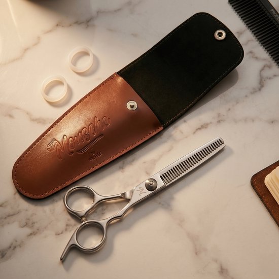 ProTrue Ausdünnungsschere Friseur mit Lederetui - Edelstahl Effileer Schere - Coupe Schere