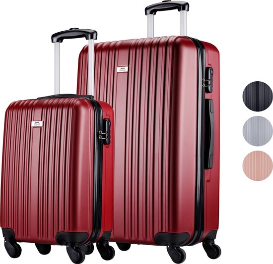 Slazenger - Kofferset 2 Stück - Handgepäcktrolley 26L und geräumiger Reisekoffer 71L - Burgunderrot