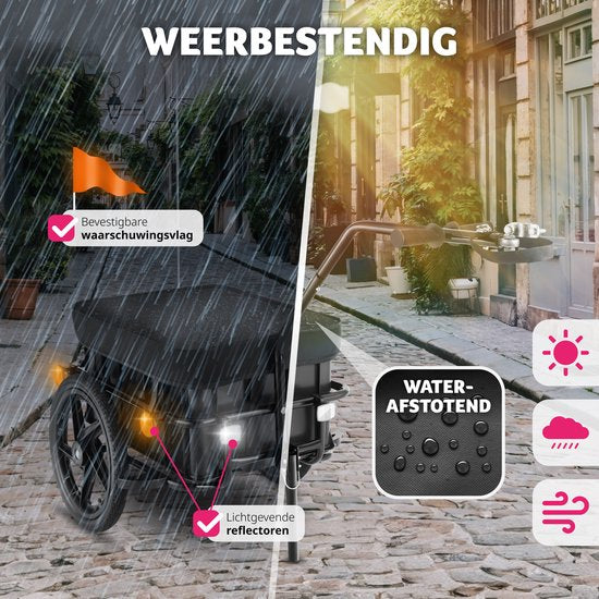 tectake® 2-in-1 Fahrradanhänger - Gepäckwagen und Kinderwagen - Anhänger für Fahrräder, Mountainbikes und eBikes - Transportanhänger mit Deichsel - Mit Plane und Luftbereifung - Maximale Tragfähigkeit 50kg