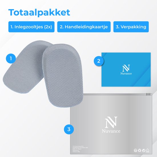 Nuvance Einlegesohlen - 2.5cm Fersenverstärker - Fersenpolster - 2 Stück - Größe 36-40 - Männer & Frauen - Ferseneinlagen - Blau