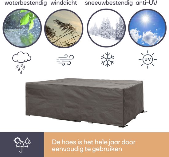 Perel Outdoor-Abdeckung für Garten-Set, grau, rechteckig, 280 cm x 230 cm x 80 cm