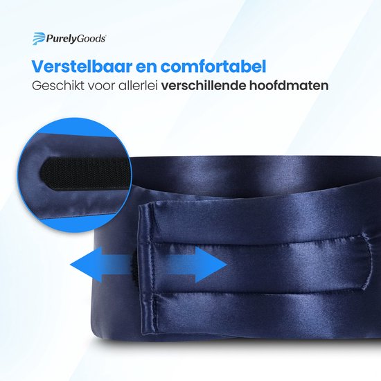 PurelyGoods® Seiden-Schlafmaske - Schlaf-Augenmaske - 100% Maulbeerseide - Verdunkelung - Frauen und Männer - Marineblau
